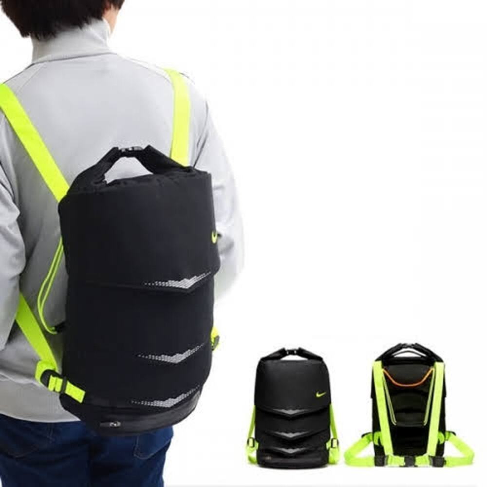 Mens Nike Mog Bolt Gym Running Backpack Black Green Adjustable Straps BA4968-071